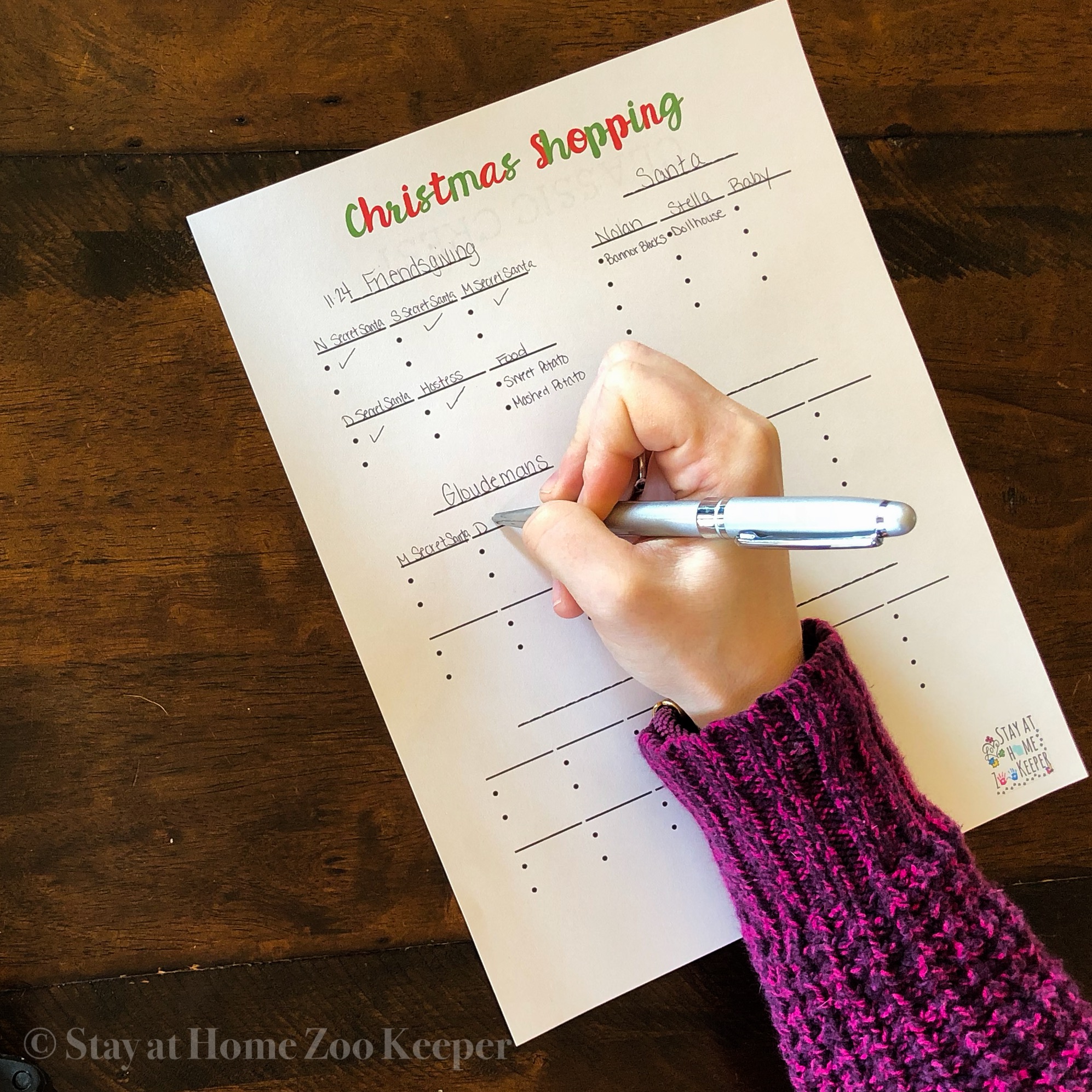 Christmas shopping checklist
