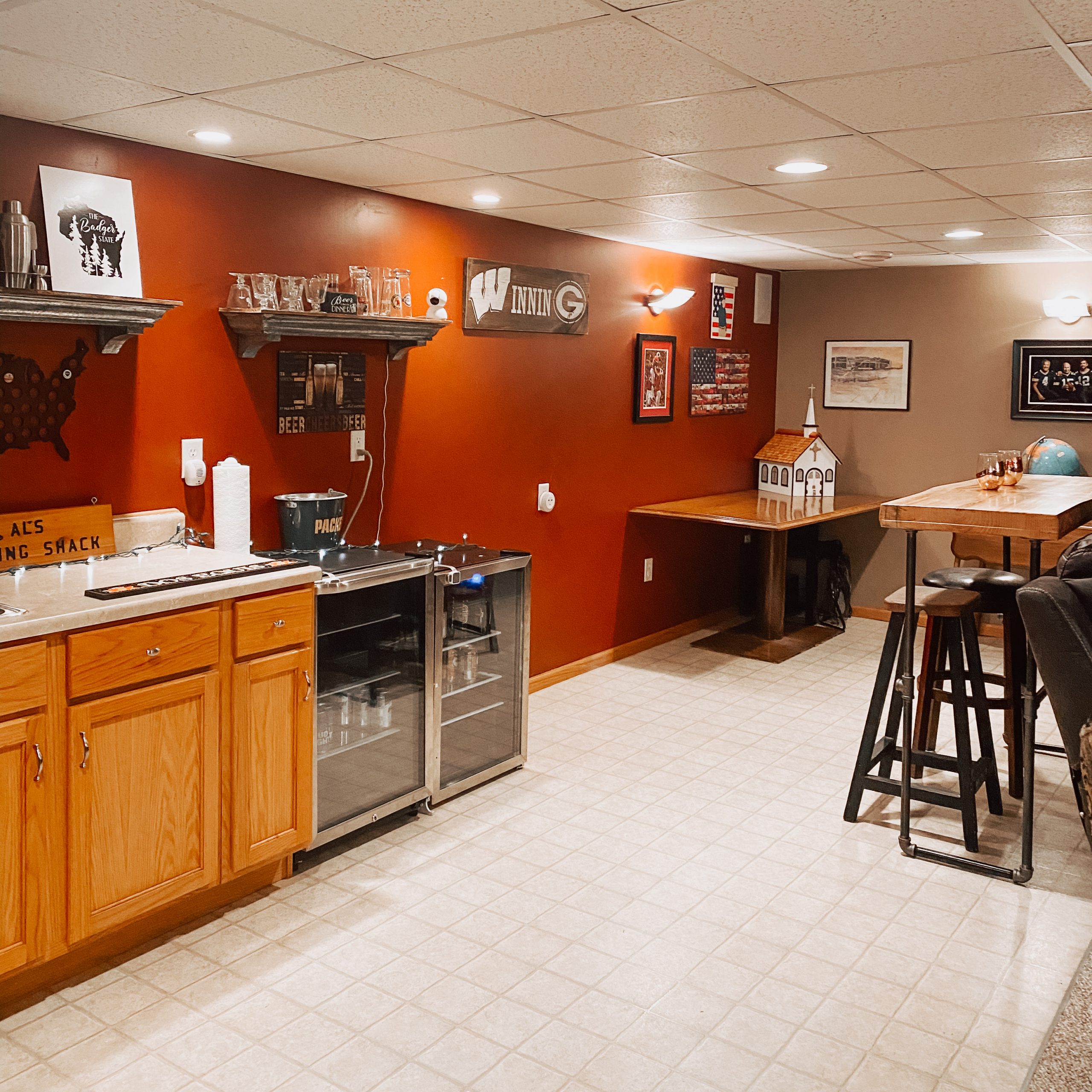 Wisconsin sports basement bar